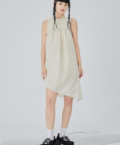 Dot Jacquard Asymmetric Dress
